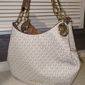 Michael Kors Cream and Gold Signature Shoulder Bag